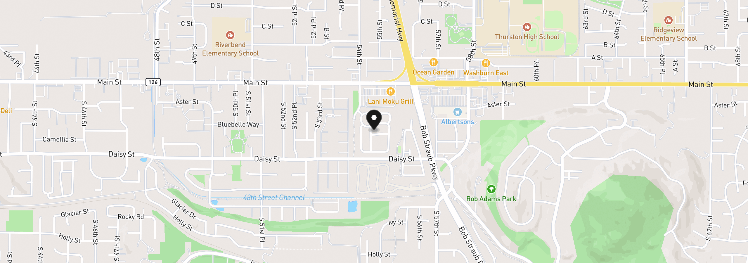 Map showing the location of 205 S 54th St 8, Springfield, OR 97478