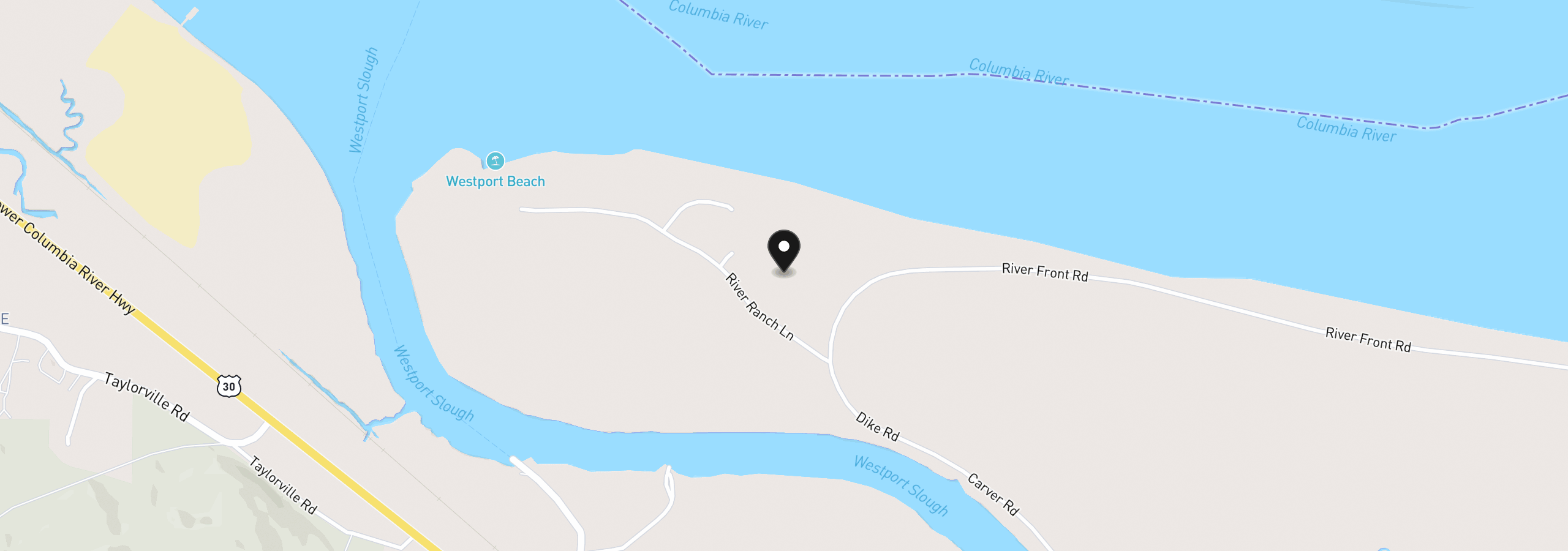 Map showing the location of River Ranch Ln, Westport, OR 97016