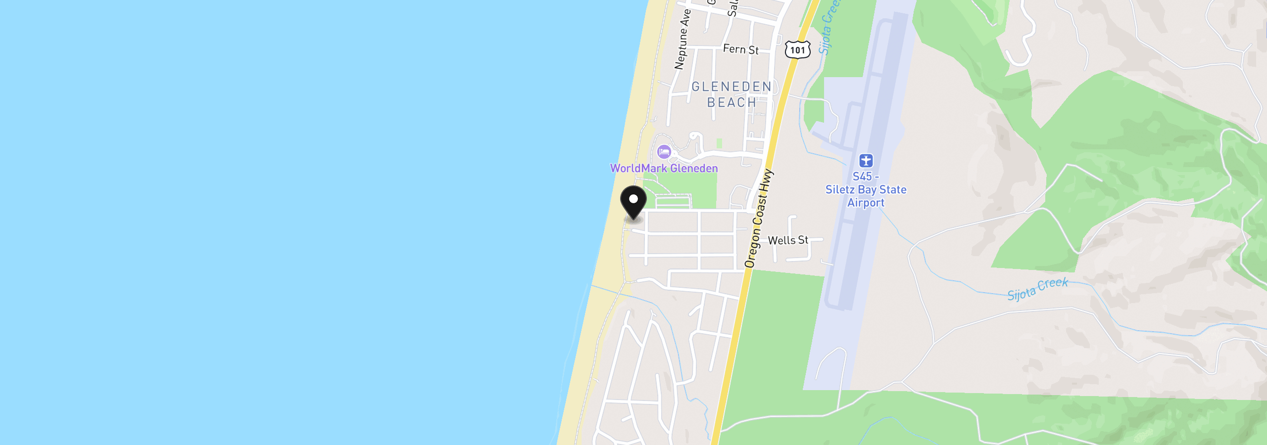 Map showing the location of 375 Lorraine St, Gleneden Beach, OR 97388