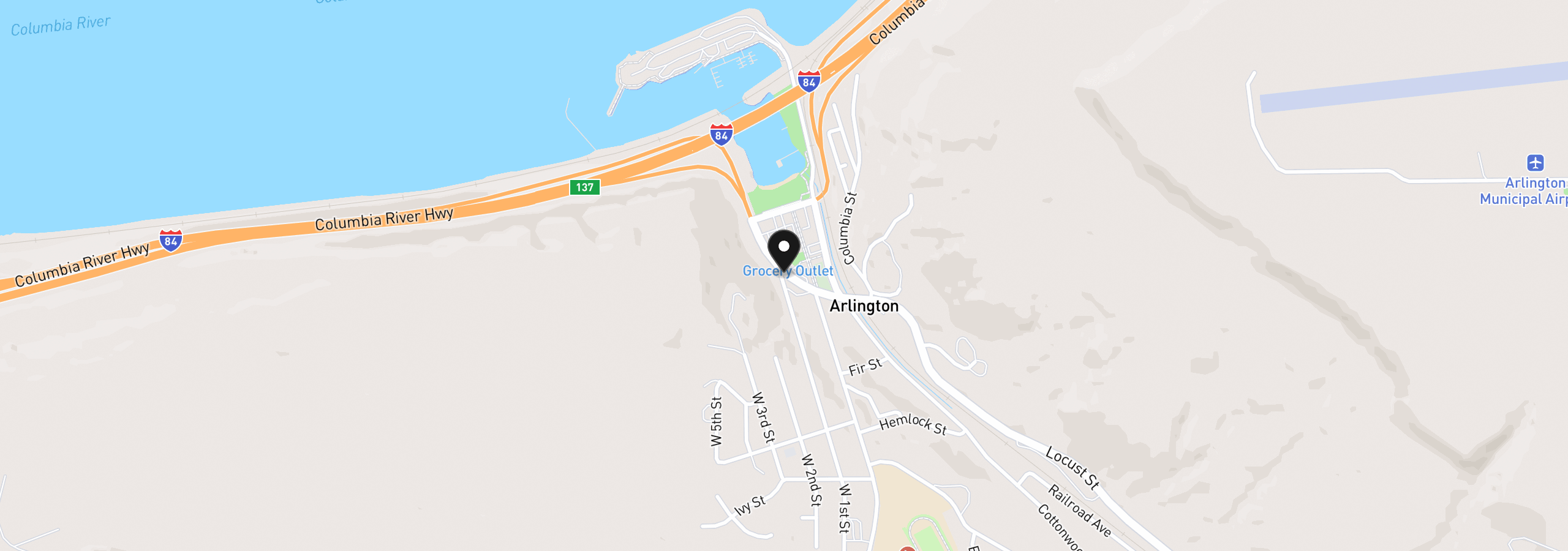 Map showing the location of 0 Locust, Arlington, OR 97812