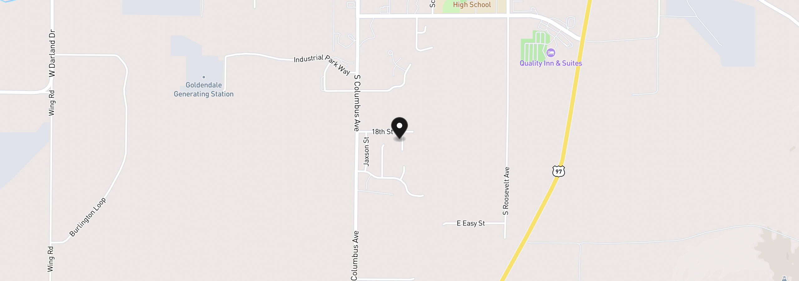 Map showing the location of 102 Highland Court, Goldendale, Wa 98620