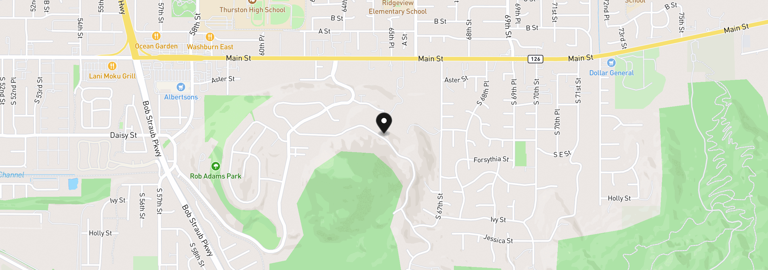 Map showing the location of 6484 Forest Ridge Dr, Springfield, OR 97478