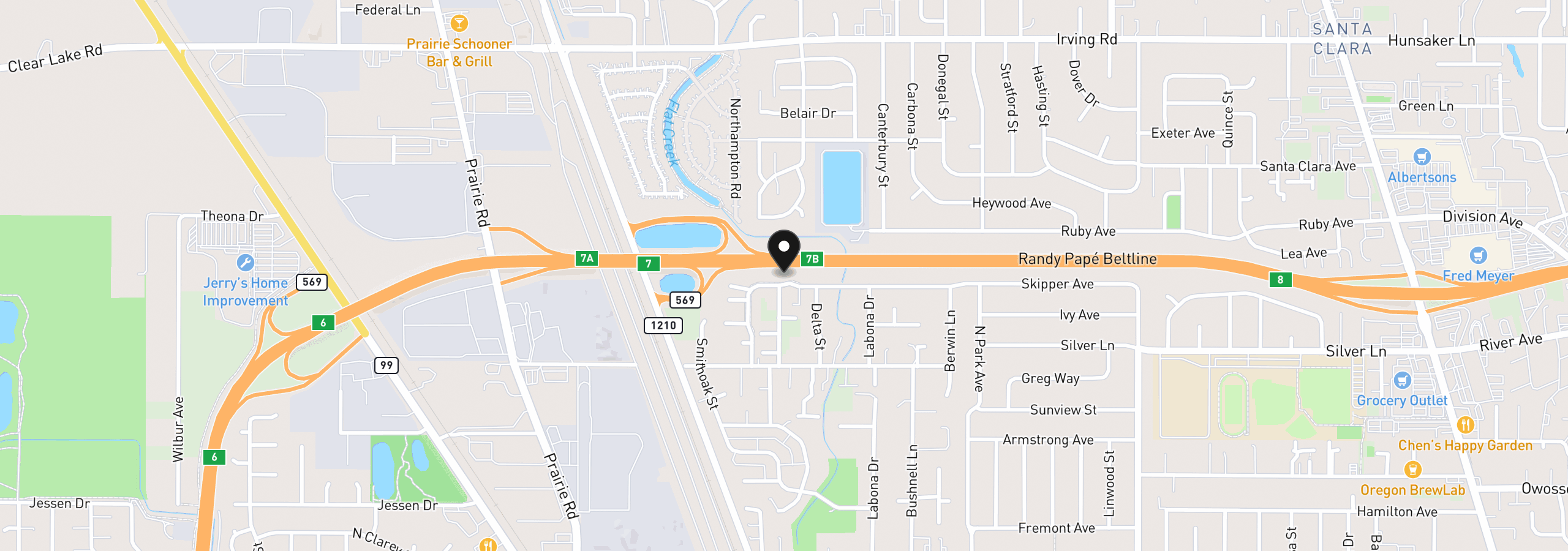 Map showing the location of 1397 Skipper Ave, Eugene, OR 97404