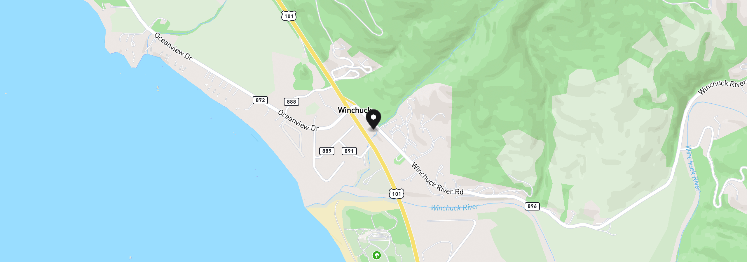 Map showing the location of 99174 Winchuck River Rd, Brookings, OR 97415