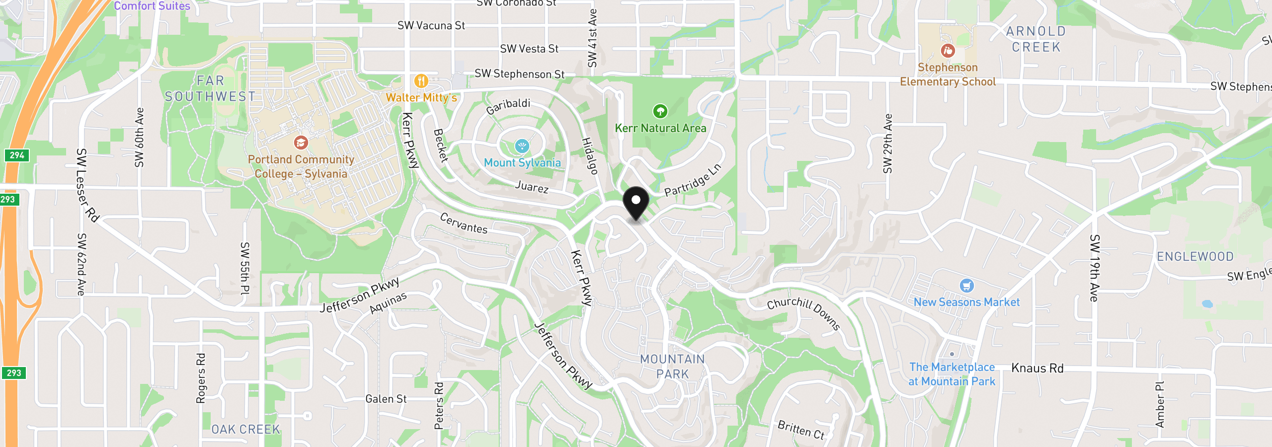 Map showing the location of 14 Morningview Cir, Lake Oswego, OR 97035