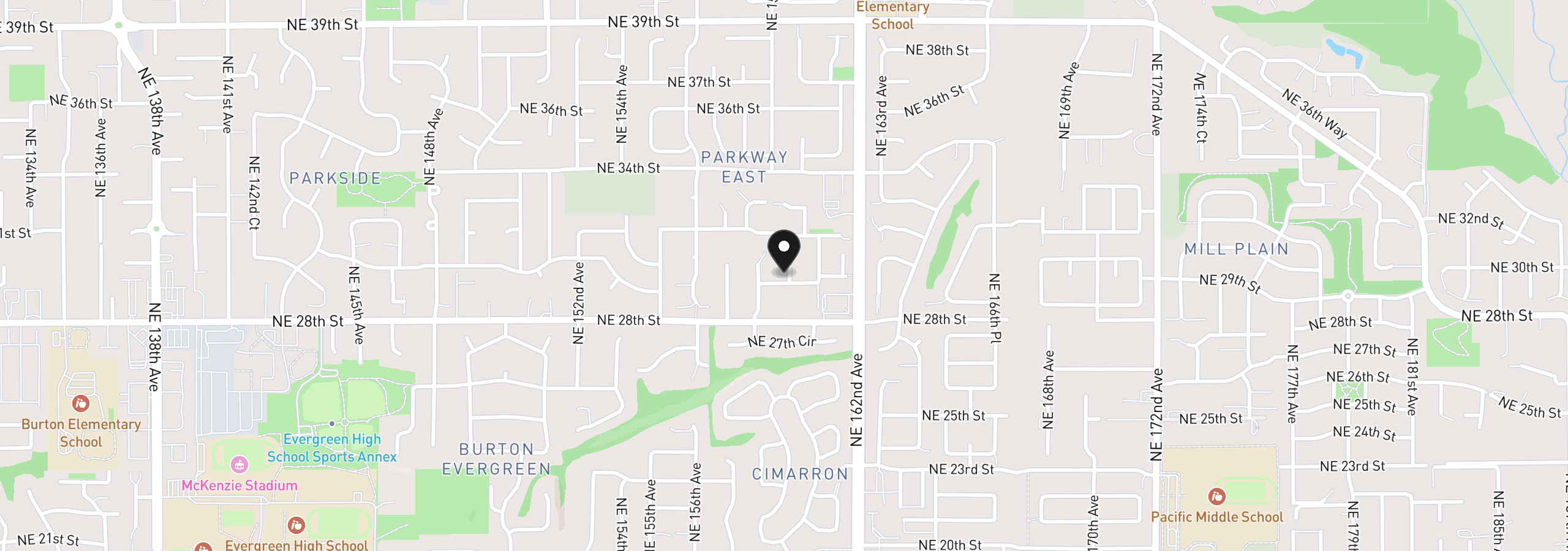 Map showing the location of 15904 NE 30th St, Vancouver, Wa 98682