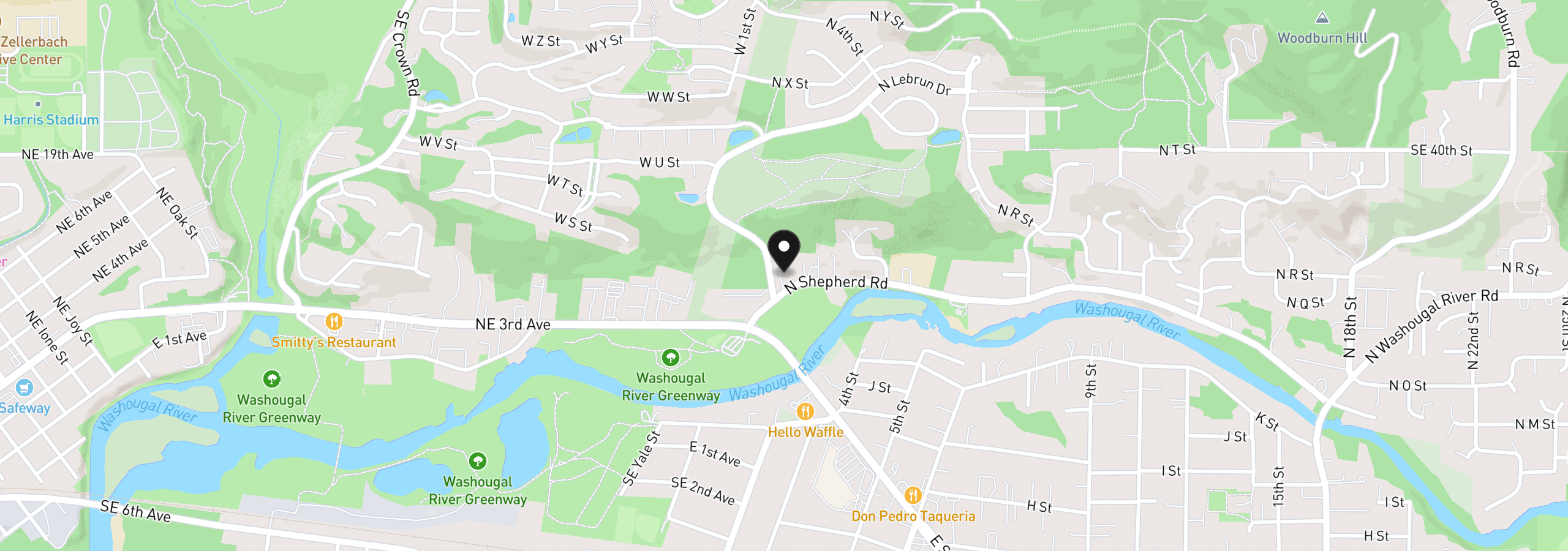 Map showing the location of 243 N Shepherd Rd, Washougal, Wa 98671