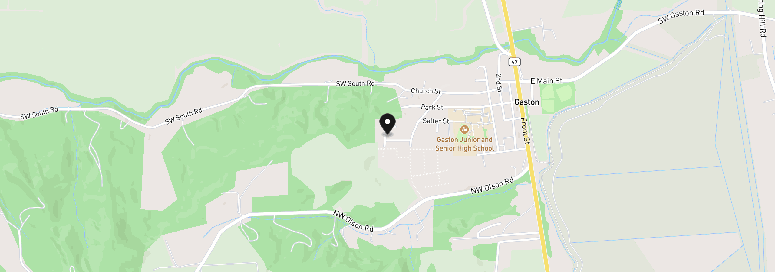 Map showing the location of 413 Costello Dr, Gaston, OR 97119