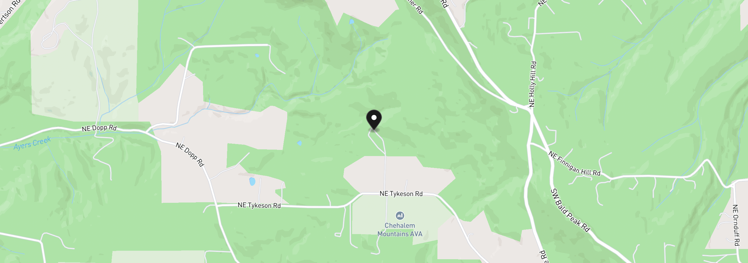 Map showing the location of 18001 NE Tykeson Rd, Newberg, OR 97132