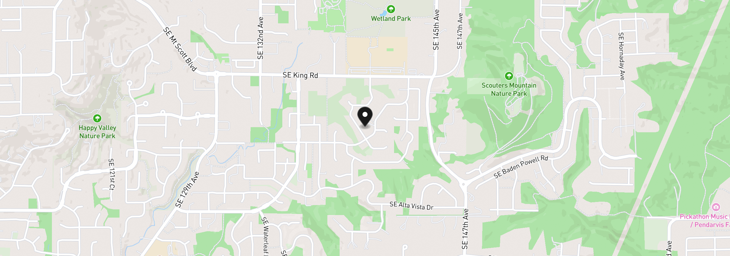Map showing the location of 10898 SE Happy Valley Dr, Happy Valley, OR 97086