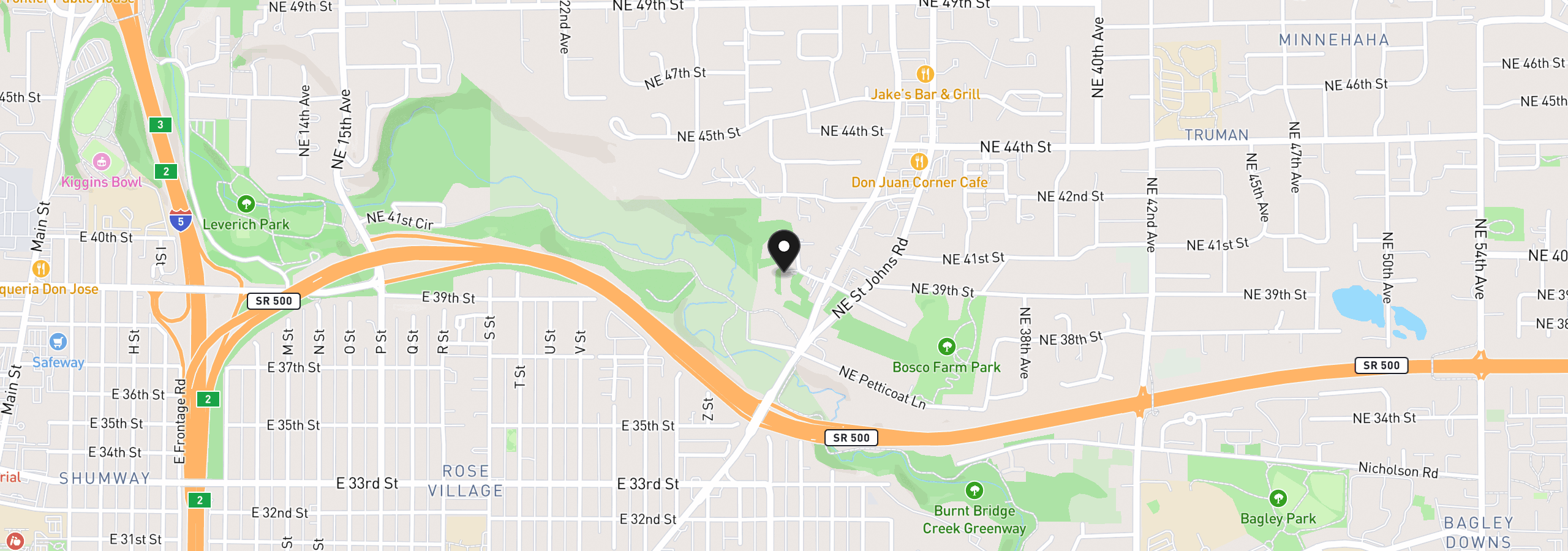 Map showing the location of 2911 NE Cherry Rd, Vancouver, Wa 98663
