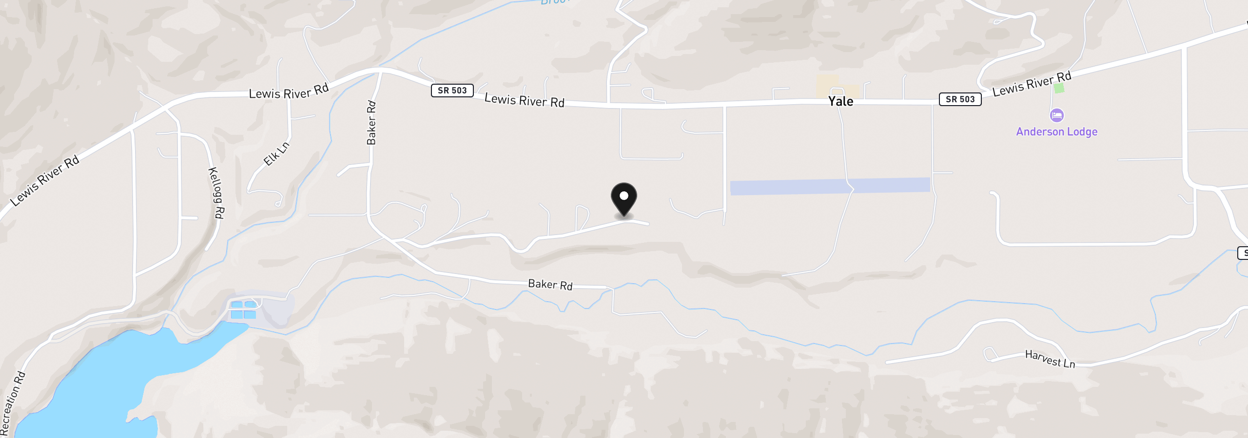 Map showing the location of 374 Baker Rd, Ariel, Wa 98603