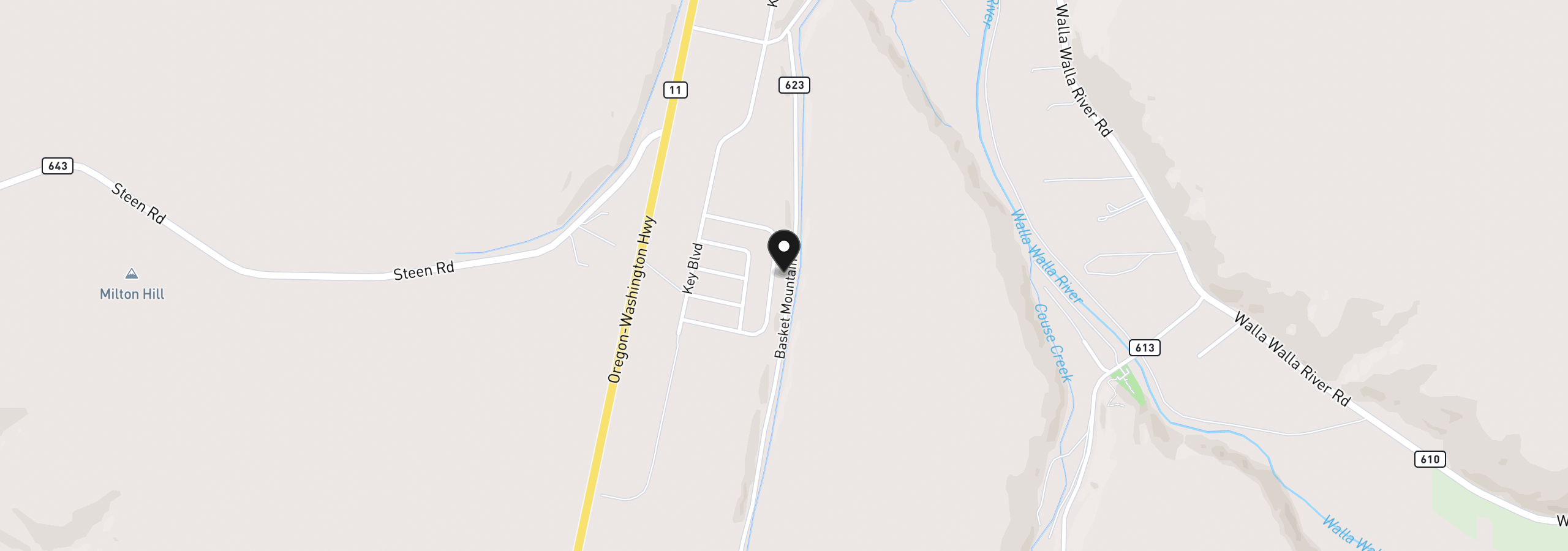 Map showing the location of 25 Lewis Cir, Milton-Freewater, OR 97862