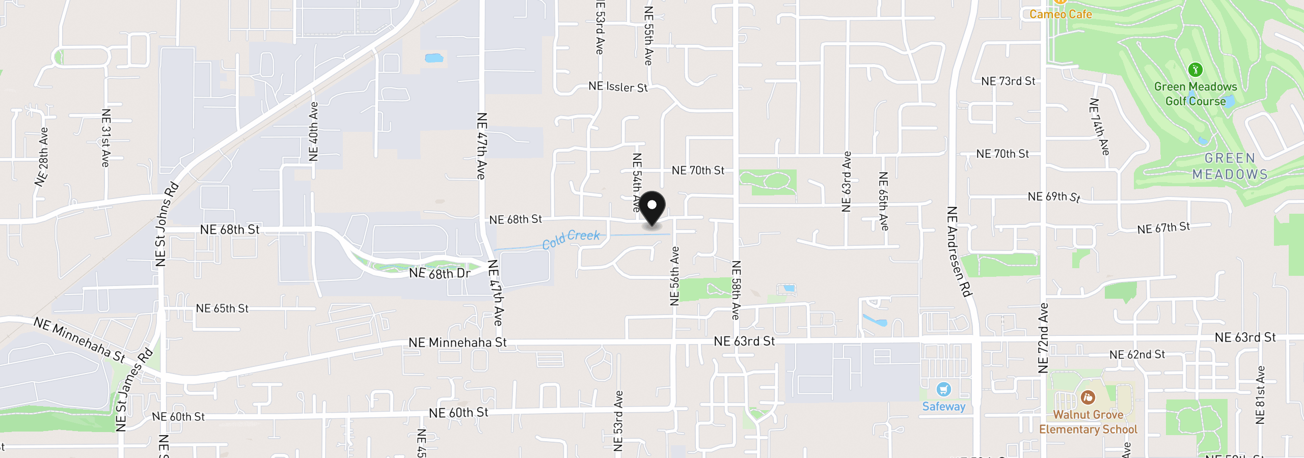 Map showing the location of 5415 NE 68th St, Vancouver, Wa 98661