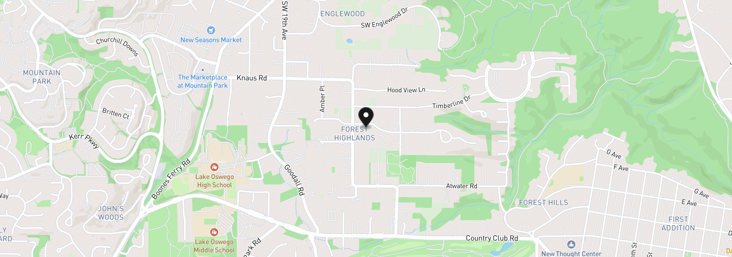 Map showing the location of 1414 Country Commons, Lake Oswego, OR 97034