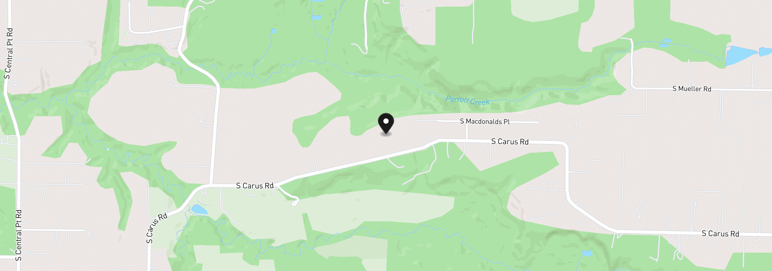 Map showing the location of 12799 S Carus Rd, Oregon City, OR 97045