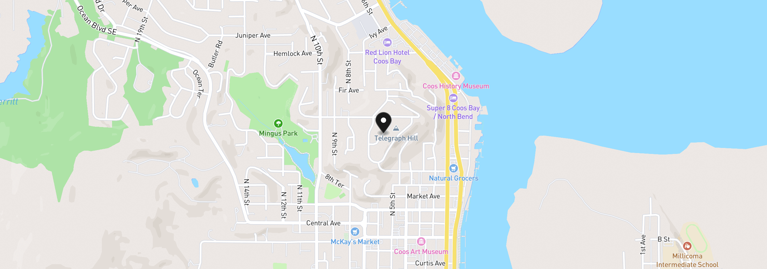 Map showing the location of 0 Signal Way, Coos Bay, OR 97420