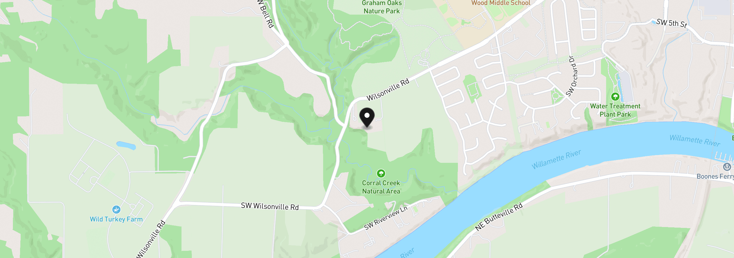 Map showing the location of 12340 SW Wilsonville Rd, Wilsonville, OR 97070