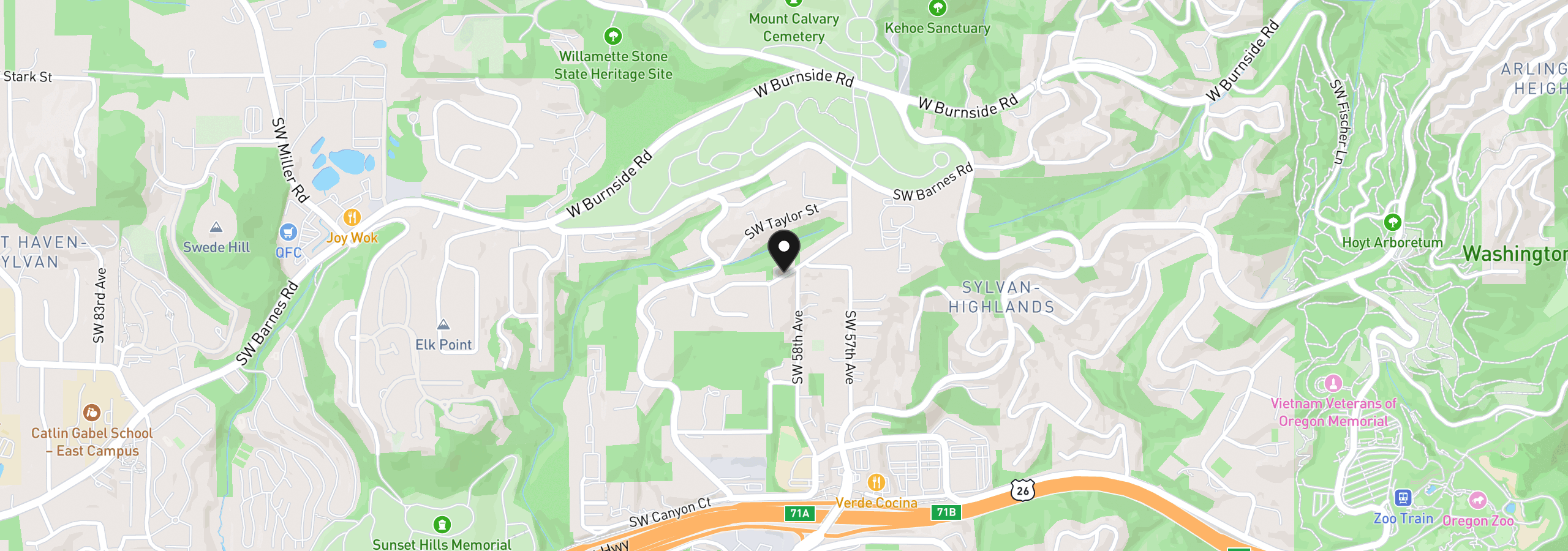 Map showing the location of 0 SW Salmon, Portland, OR 97221