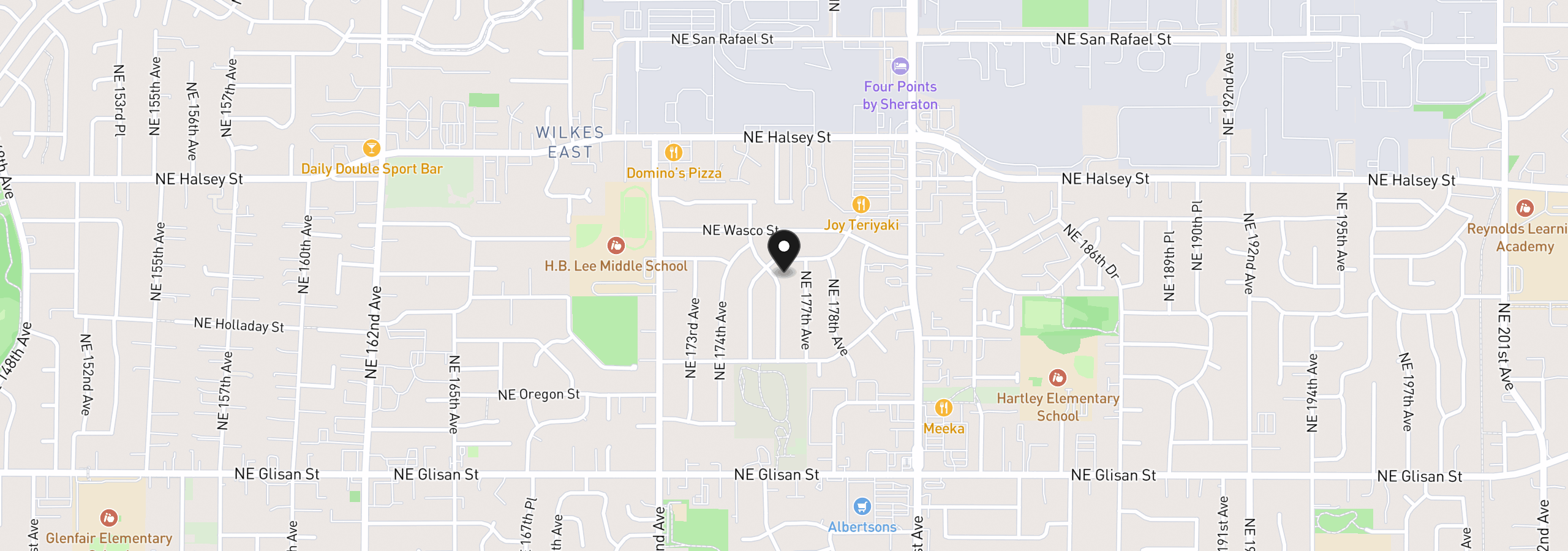 Map showing the location of 1126 NE 176th Ave, Portland, OR 97230