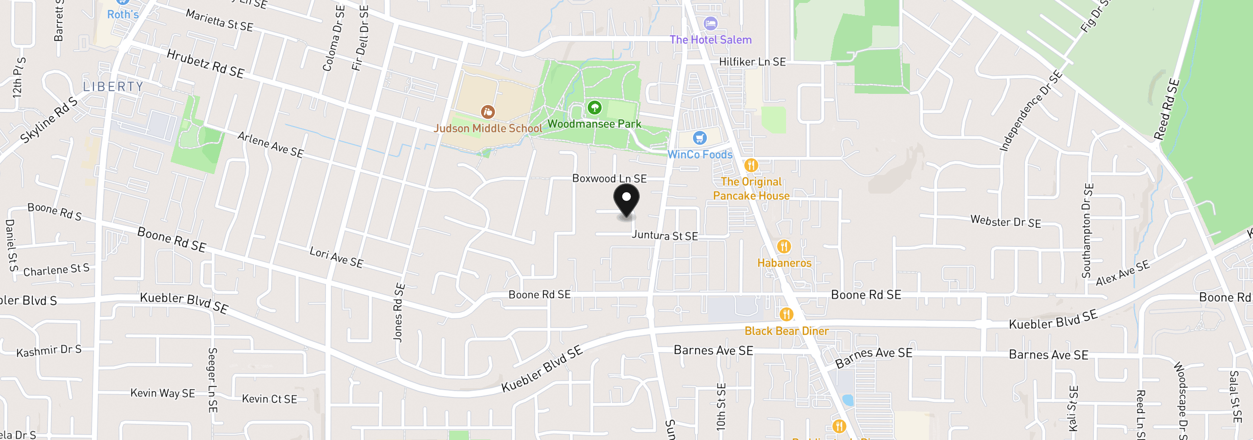 Map showing the location of 4855 8th Ave SE, Salem, OR 97302