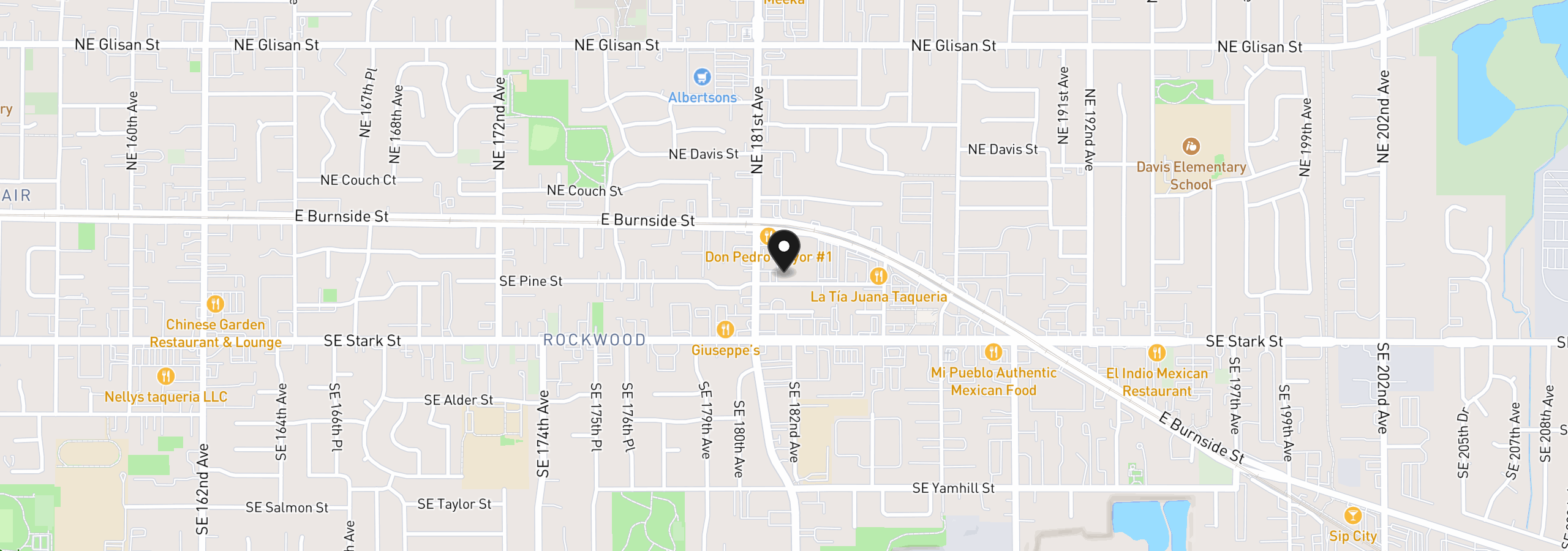 Map showing the location of 18149 SE Pine St, Portland, OR 97233