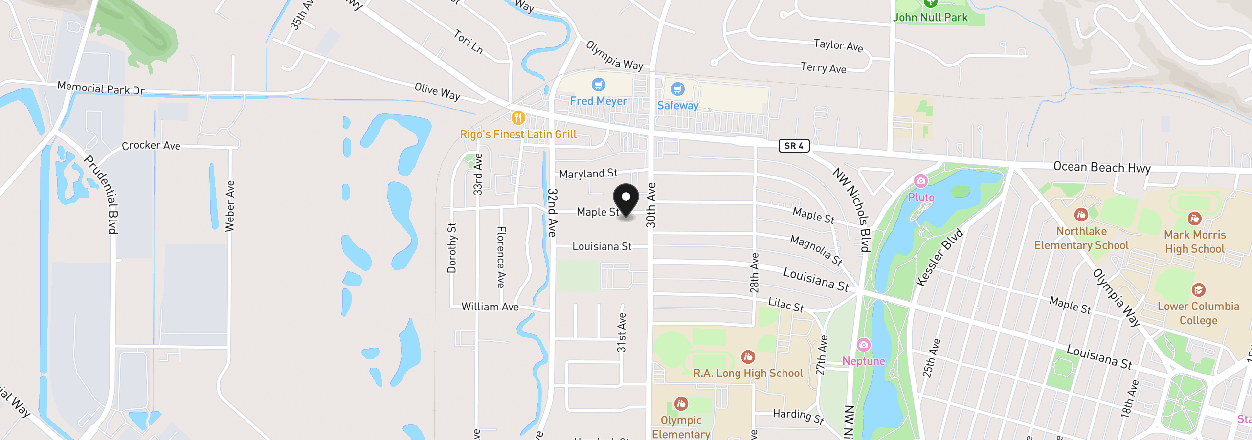 Map showing the location of 3025 Maple St, Longview, Wa 98632