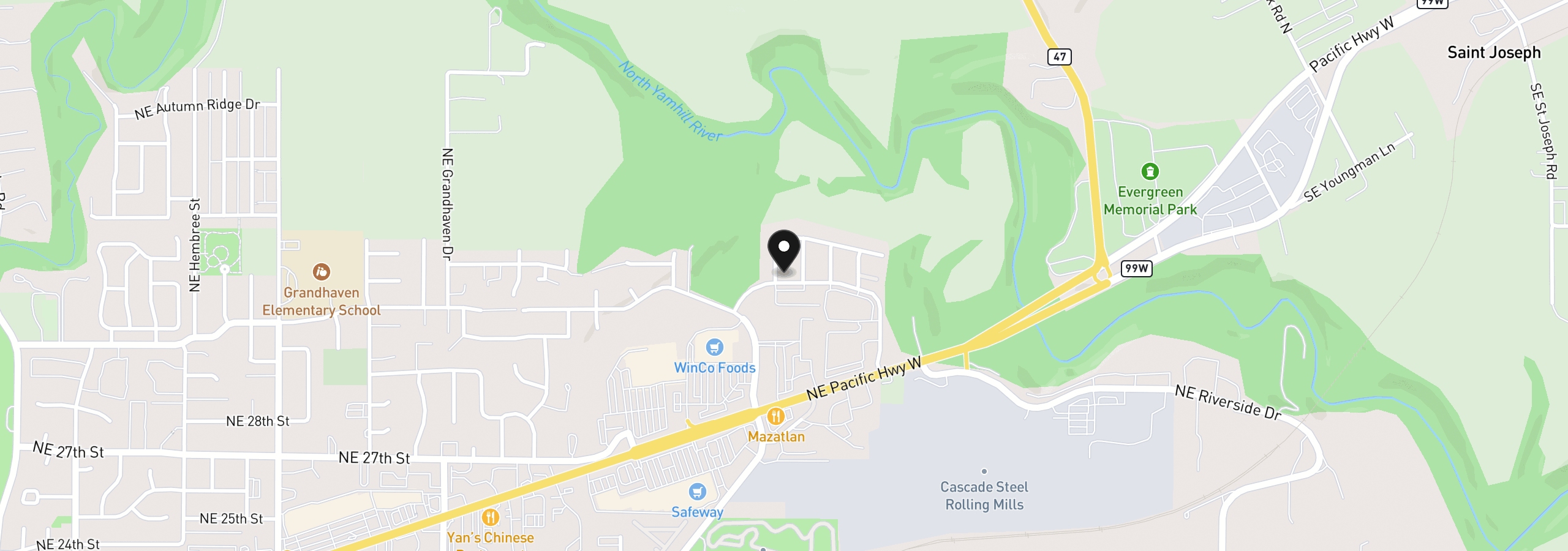 Map showing the location of 3228 NE Daffodil Dr, McMinnville, OR 97128