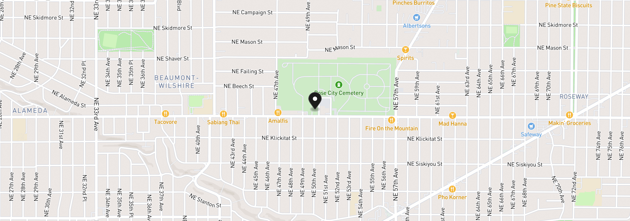 Map showing the location of 3525 NE 50th Ave 205, Portland, OR 97213