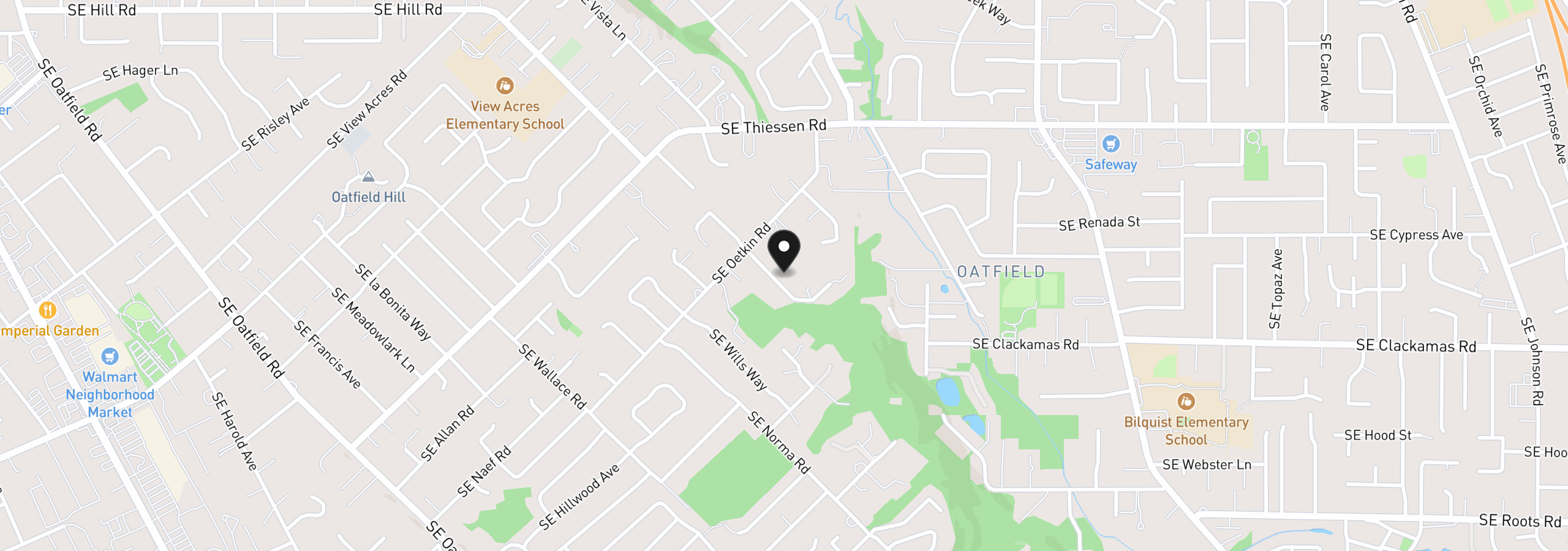 Map showing the location of 15300 SE Minerva Rd, Milwaukie, OR 97267