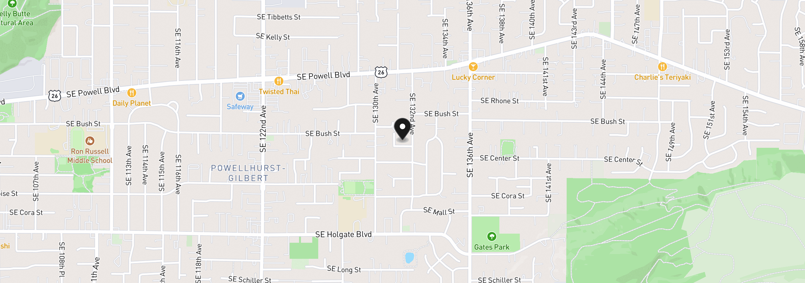 Map showing the location of 13137 SE Francis St, Portland, OR 97236