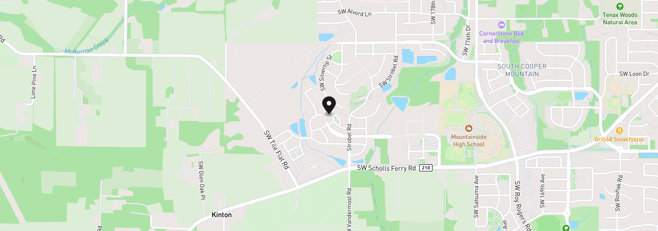 Map showing the location of 18660 SW Sugarloaf Ln, Beaverton, OR 97007