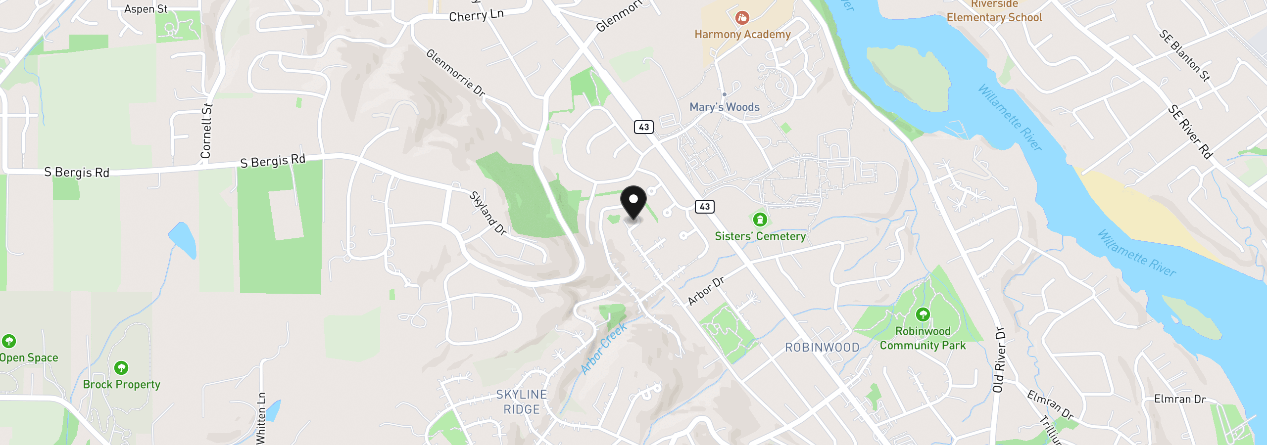 Map showing the location of 17457 Hillside Dr, West Linn, OR 97068