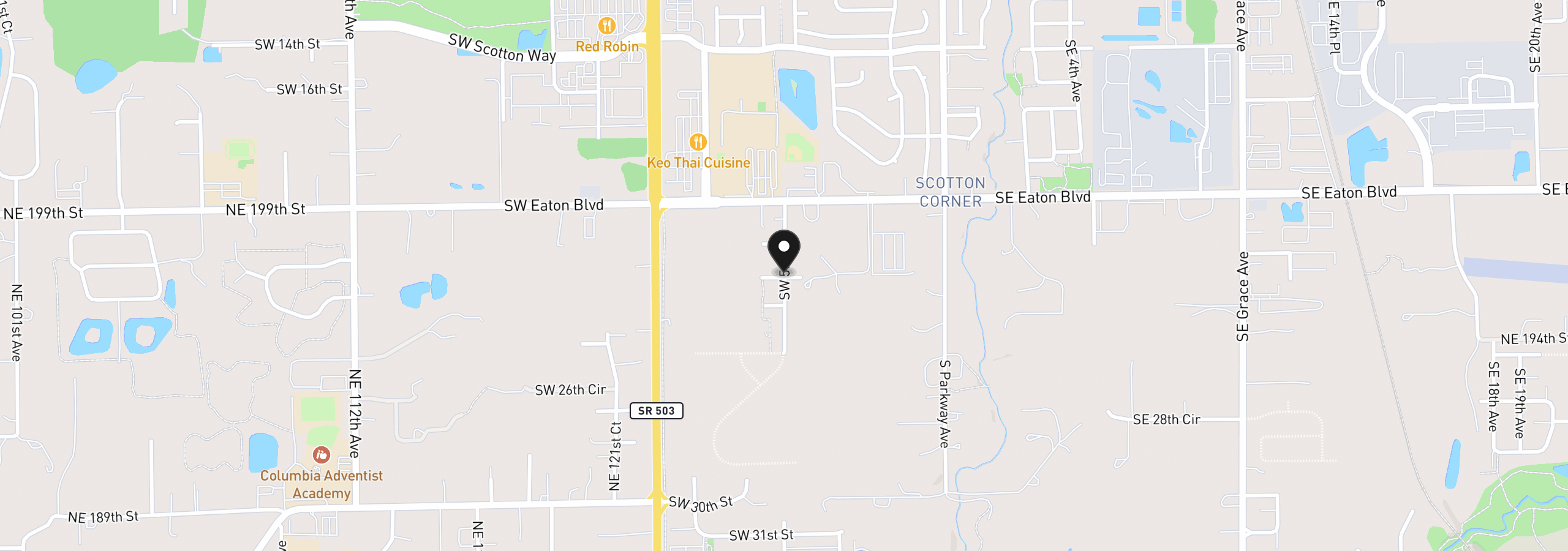 Map showing the location of 2424 SW 5th Pl, Battle Ground, Wa 98604