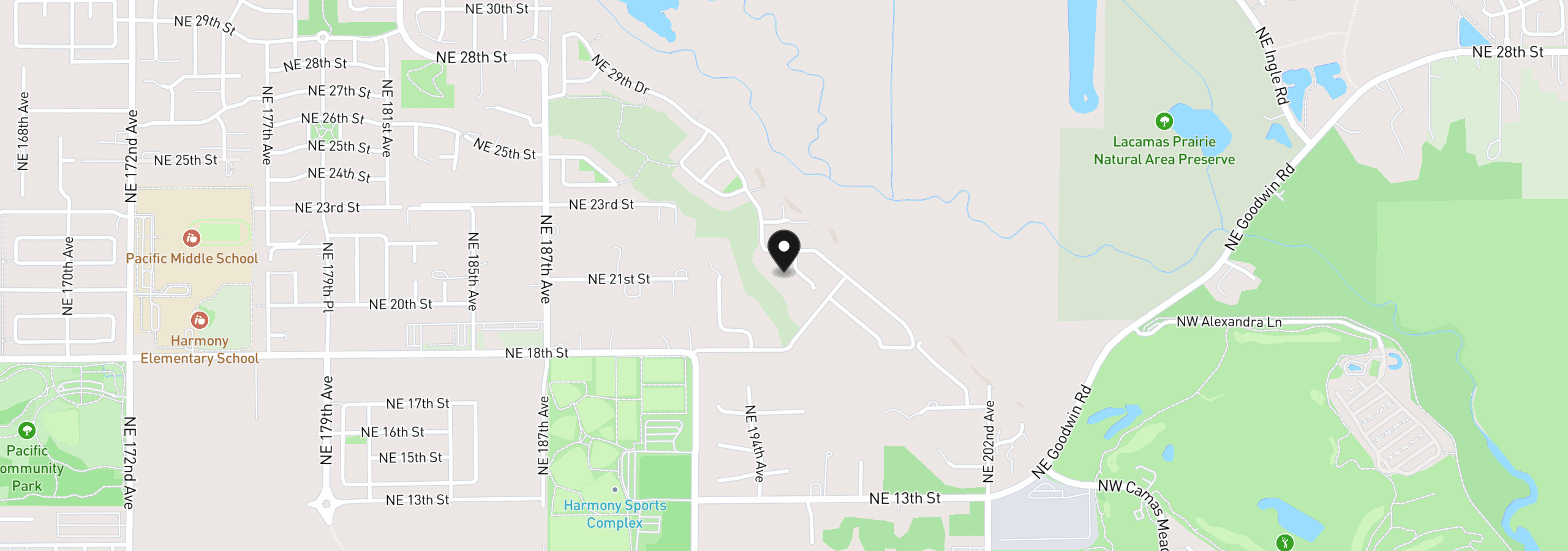 Map showing the location of NE 195th Ct, Vancouver, Wa 98684