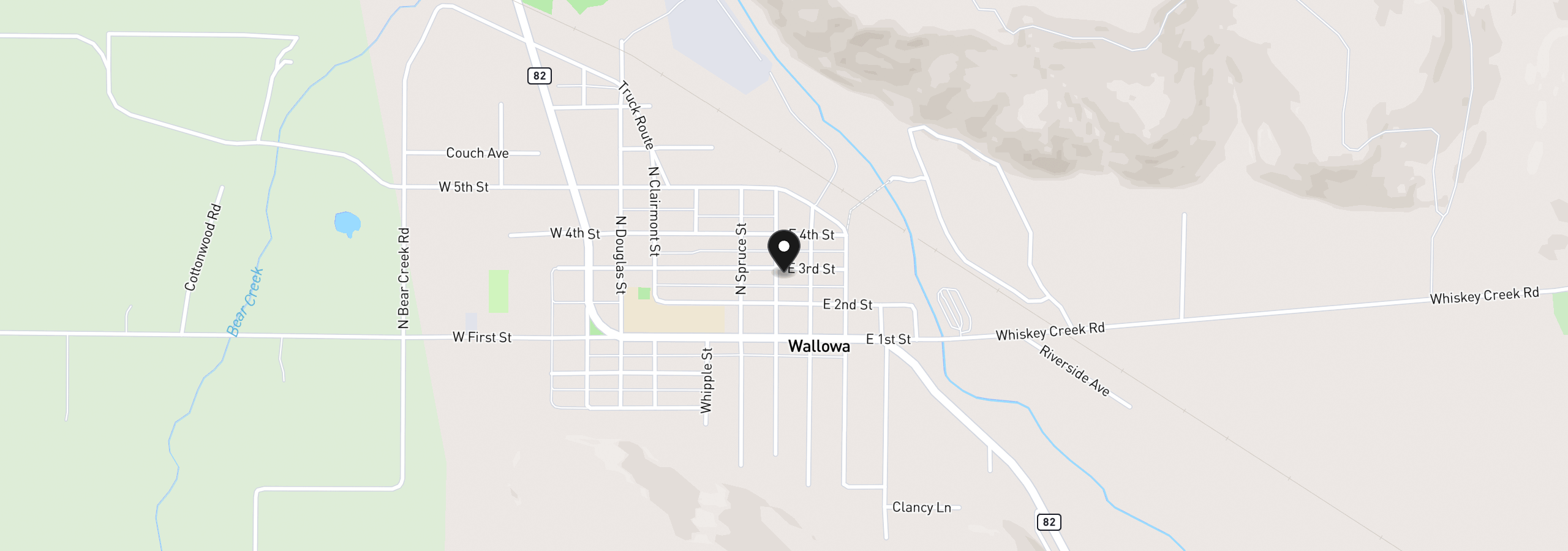 Map showing the location of 203 N Alder St, Wallowa, OR 97885