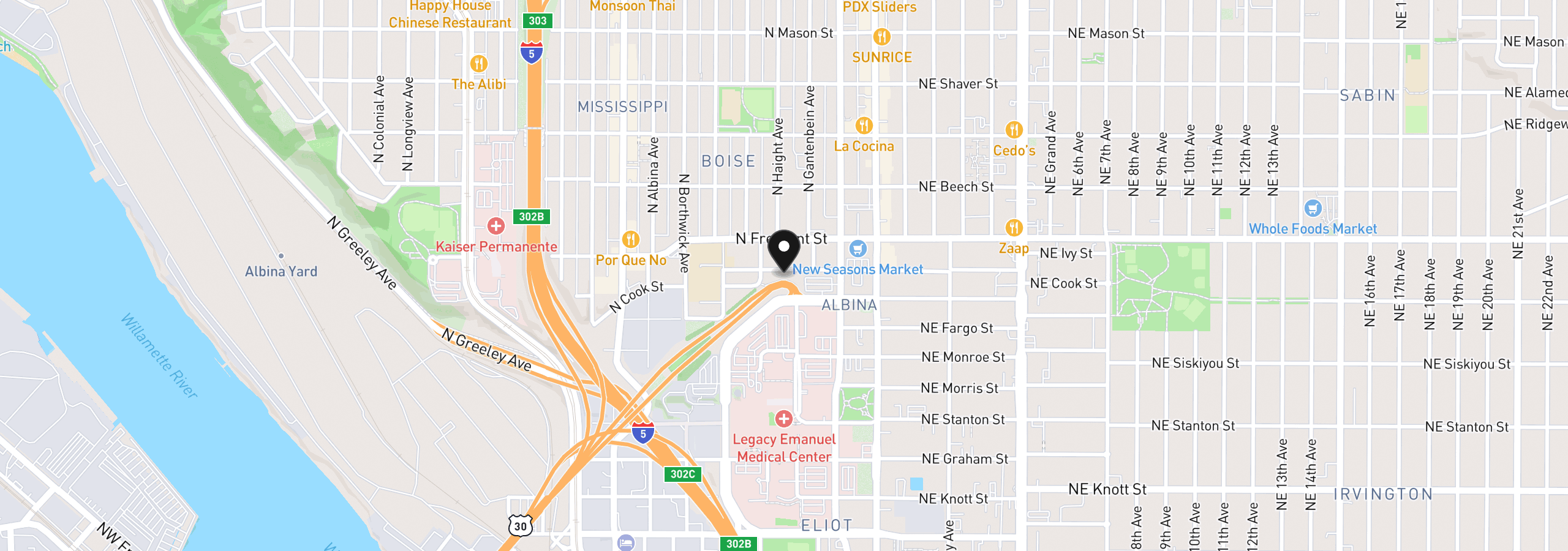 Map showing the location of 322 N Ivy St, Portland, OR 97227