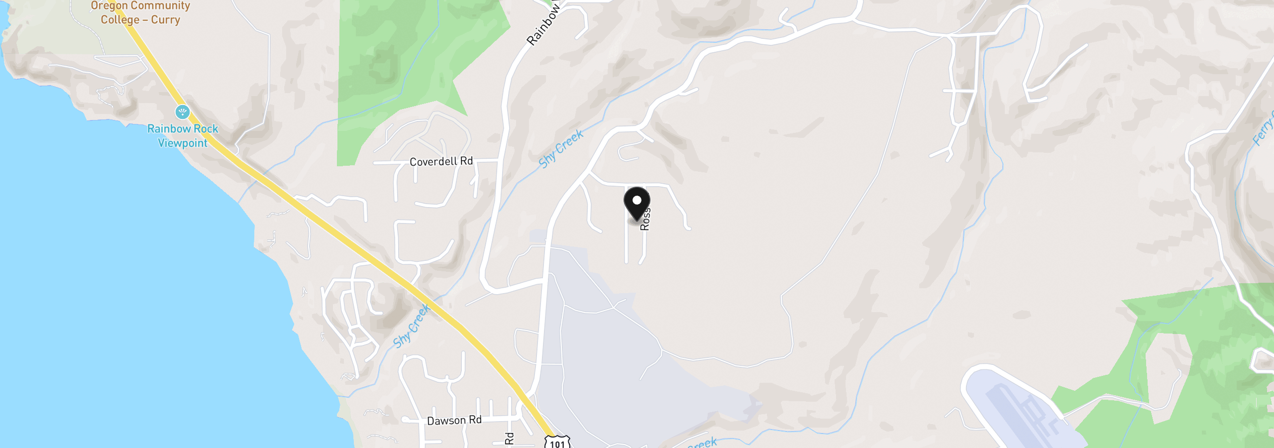 Map showing the location of 17520 Ross Ln, Brookings, OR 97415