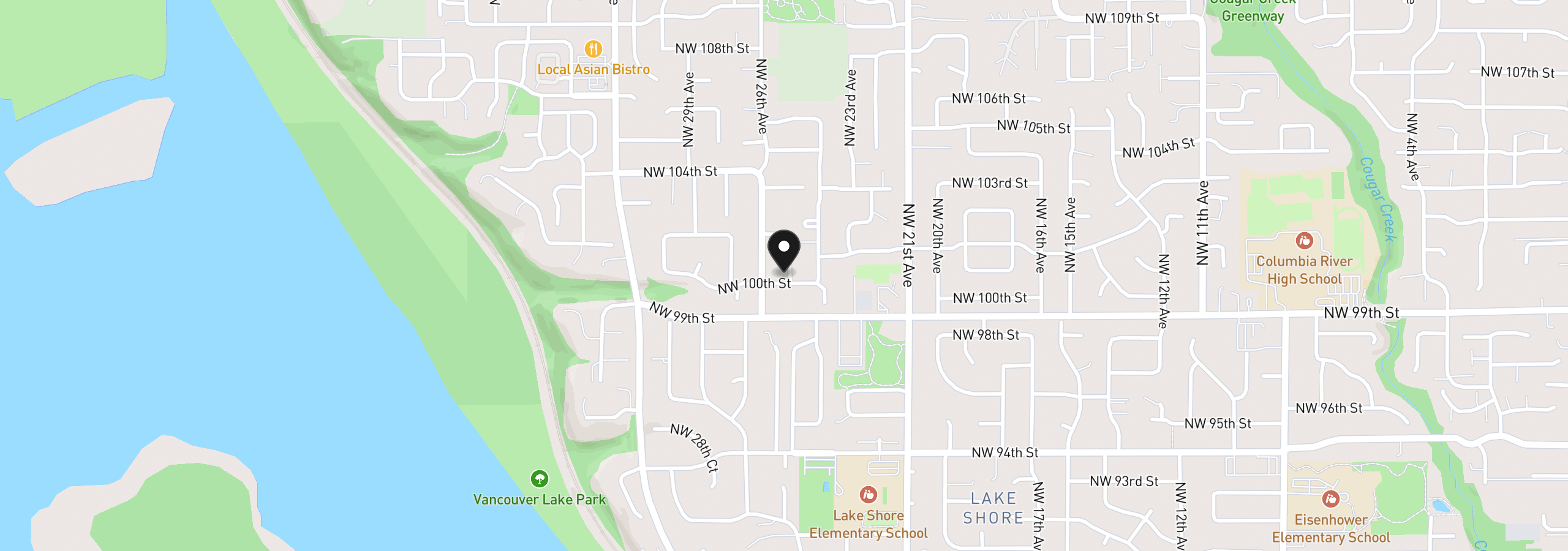 Map showing the location of 2506 NW 100th St, Vancouver, Wa 98685