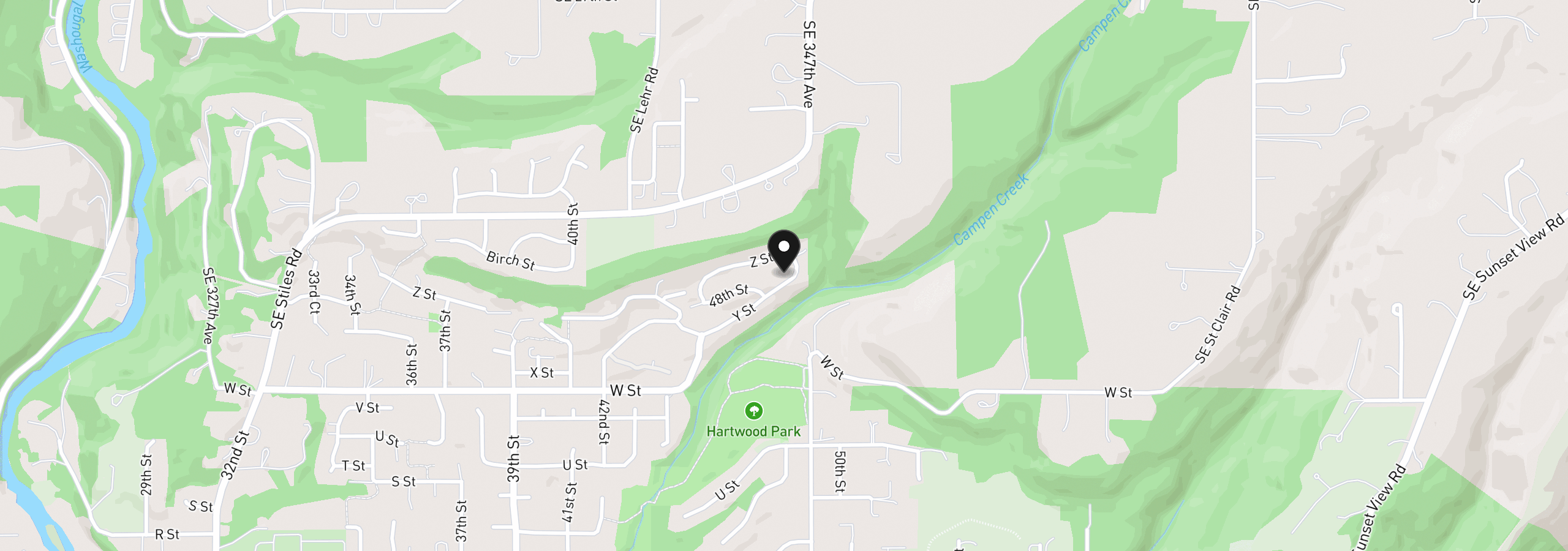 Map showing the location of 4855 Y St, Washougal, Wa 98671