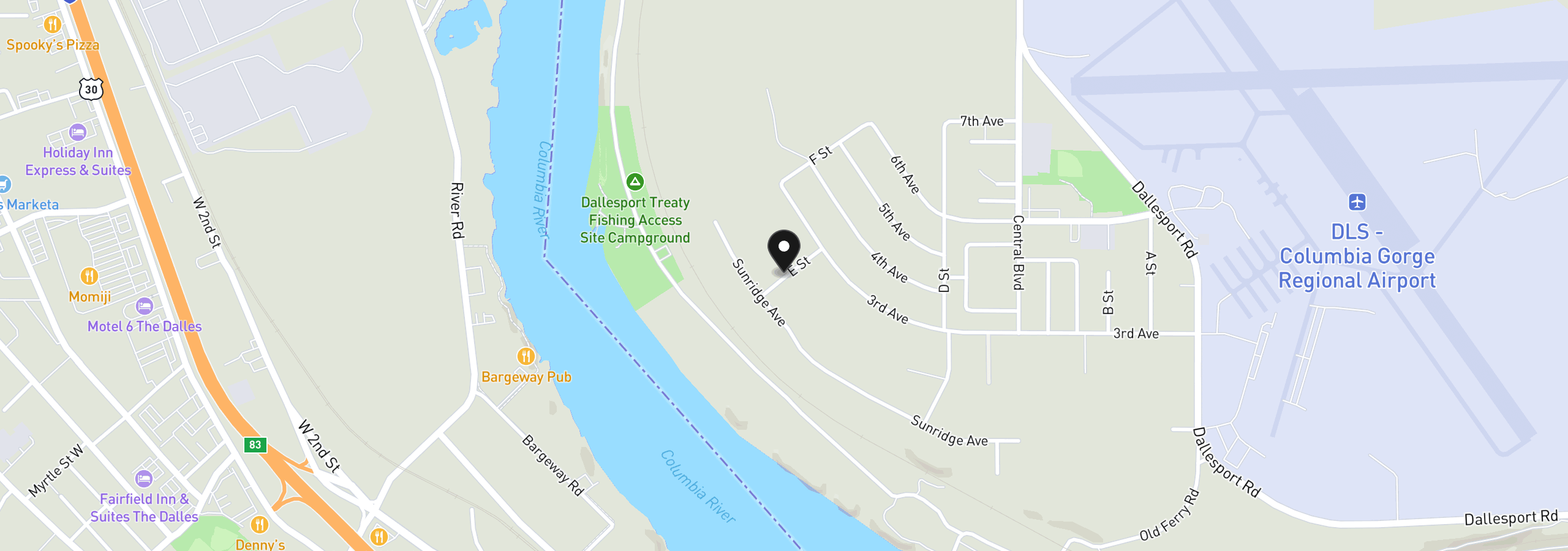 Map showing the location of 217 E St, Dallesport, Wa 98617