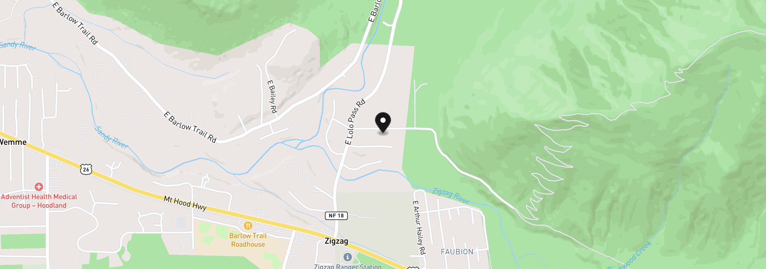 Map showing the location of 70548 E Mountain Dr, Rhododendron, OR 97049
