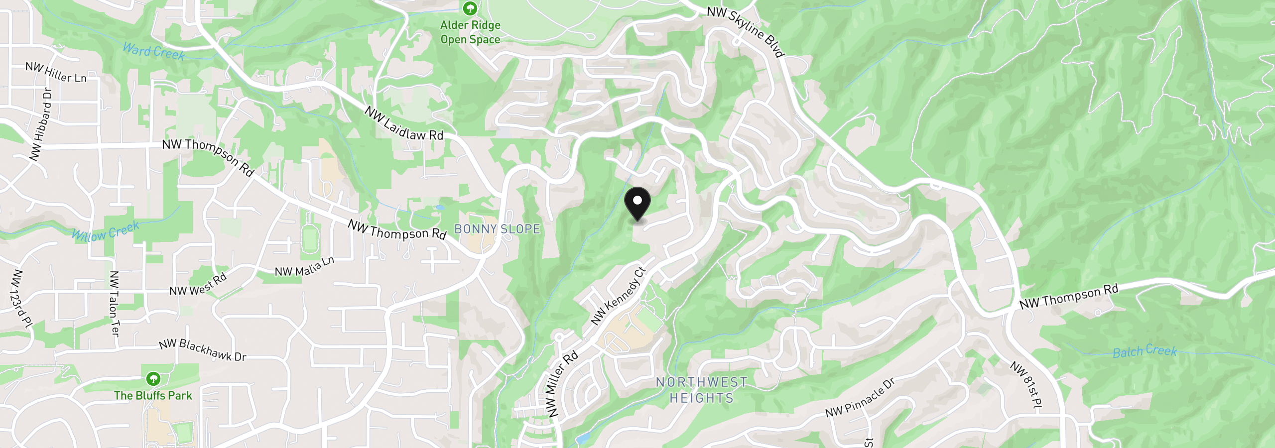 Map showing the location of 9723 NW Henry Ct, Portland, OR 97229