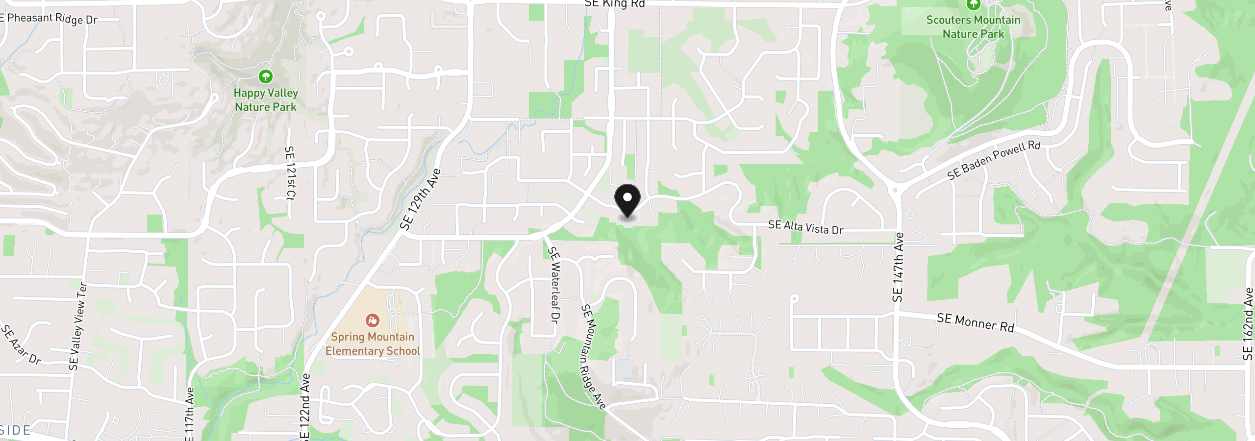 Map showing the location of 13610 SE Snowfire Dr, Happy Valley, OR 97086