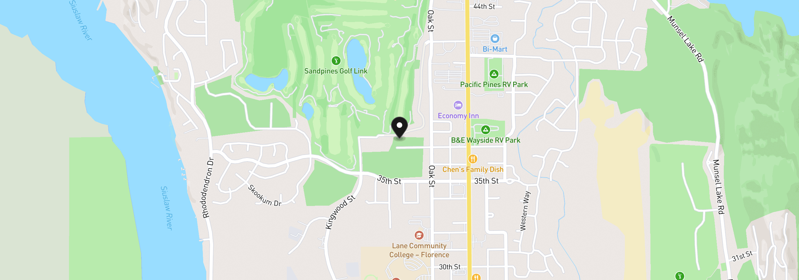 Map showing the location of 1437 37th St, Florence, OR 97439
