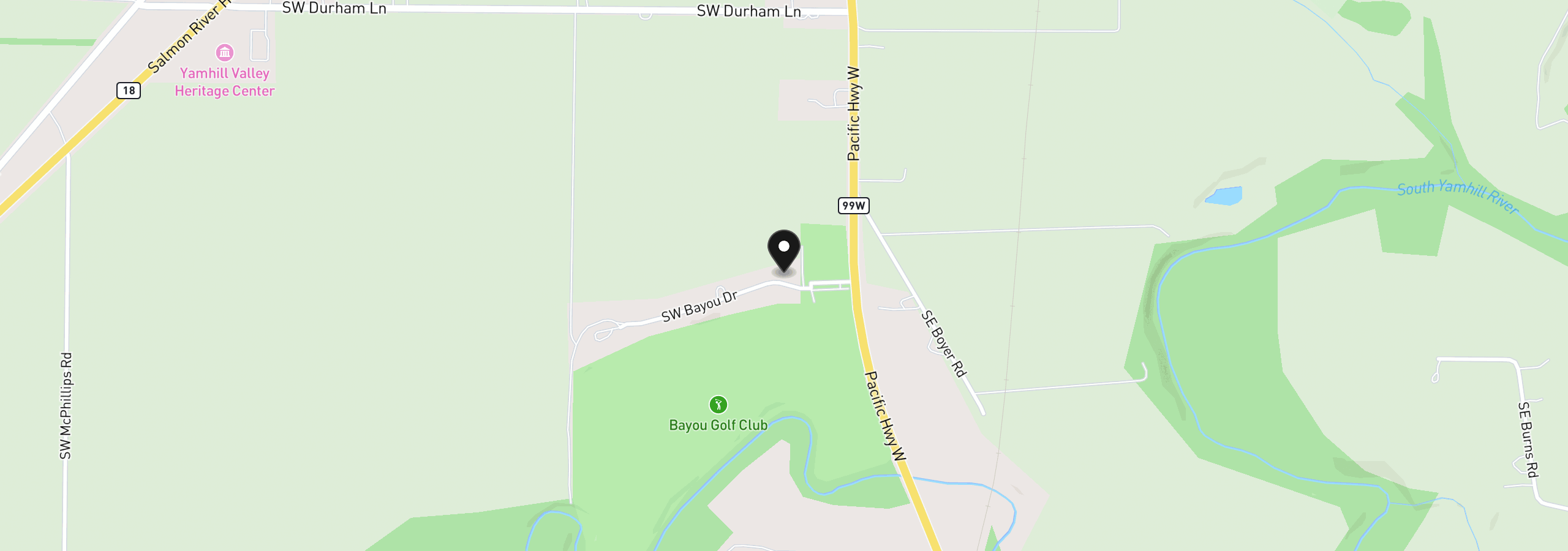 Map showing the location of 9460 SW Bayou Dr, McMinnville, OR 97128