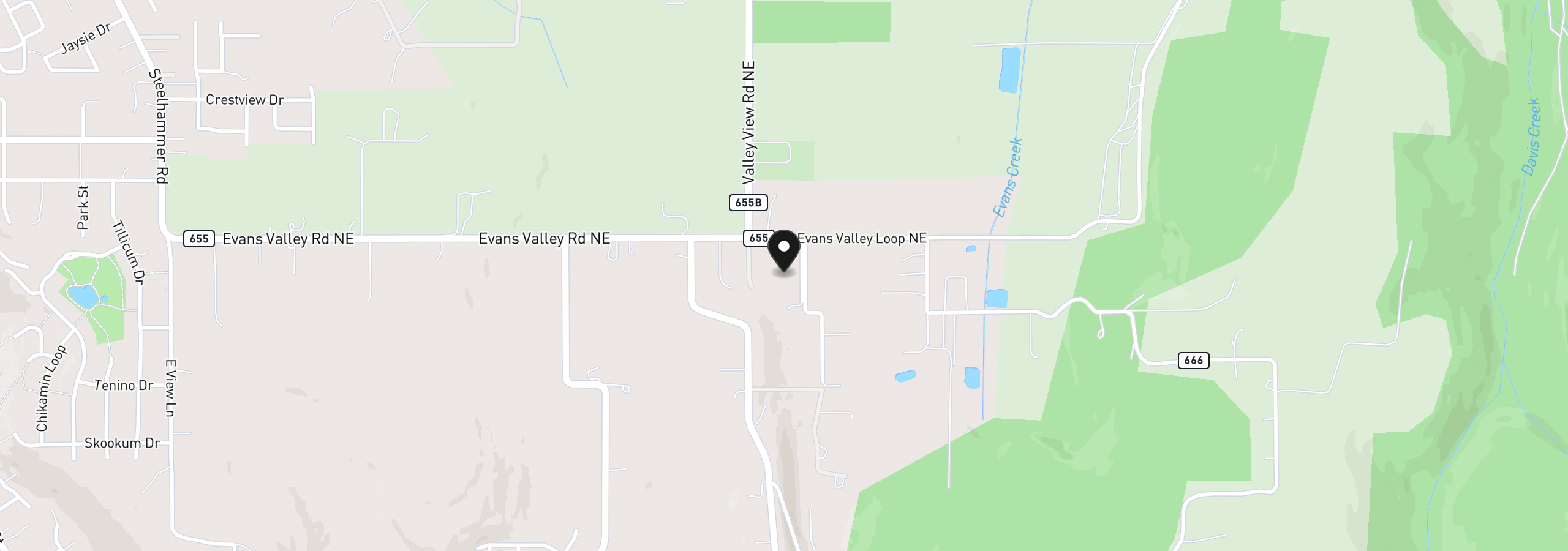 Map showing the location of 5381 Dow Ln NE, Silverton, OR 97381