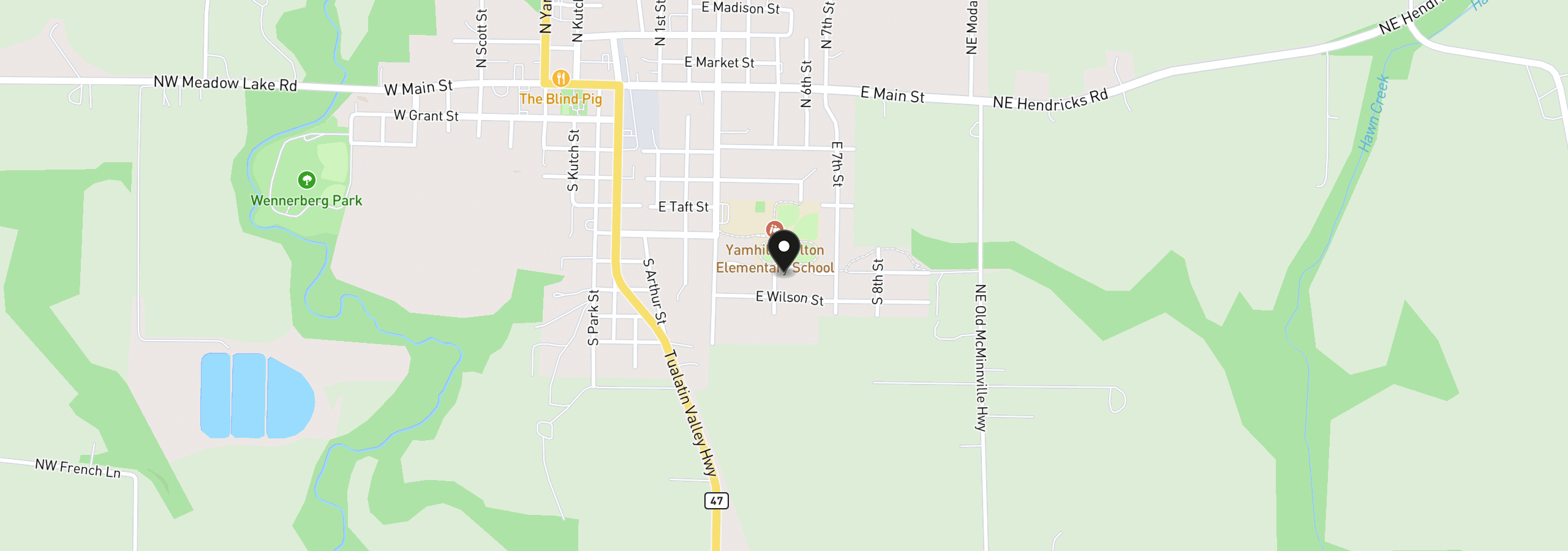 Map showing the location of 521 E Cleveland St, Carlton, OR 97111