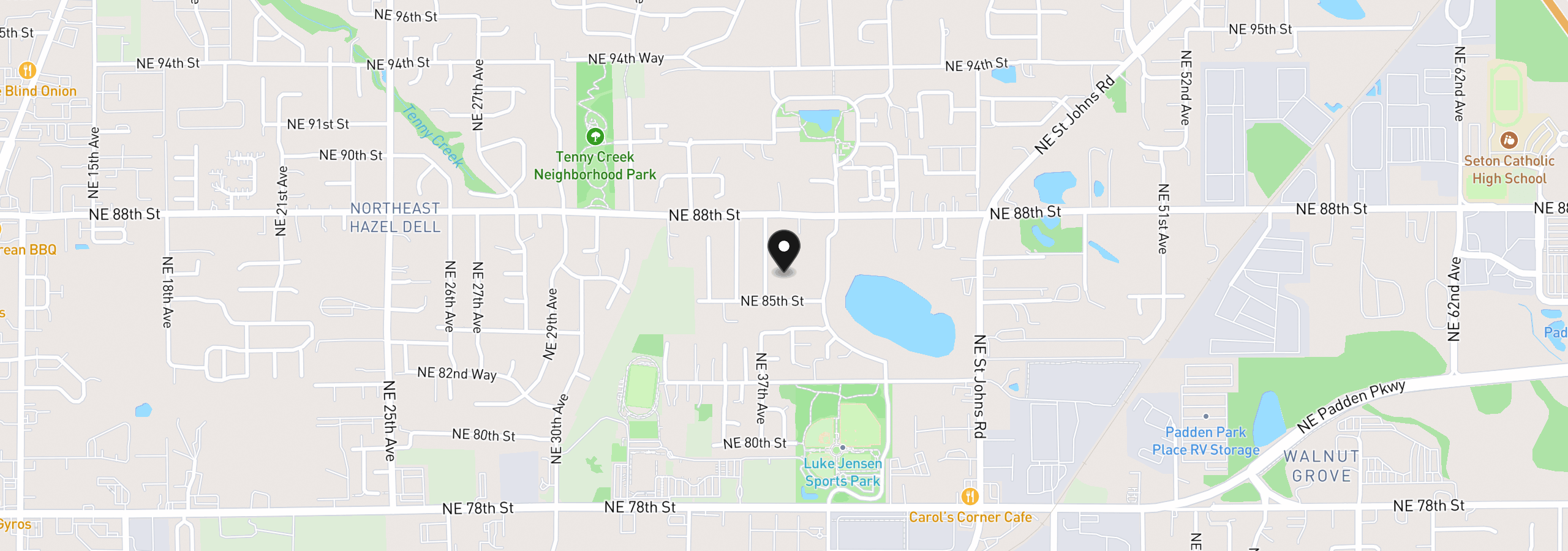 Map showing the location of NE 38th St, Vancouver, Wa 98665
