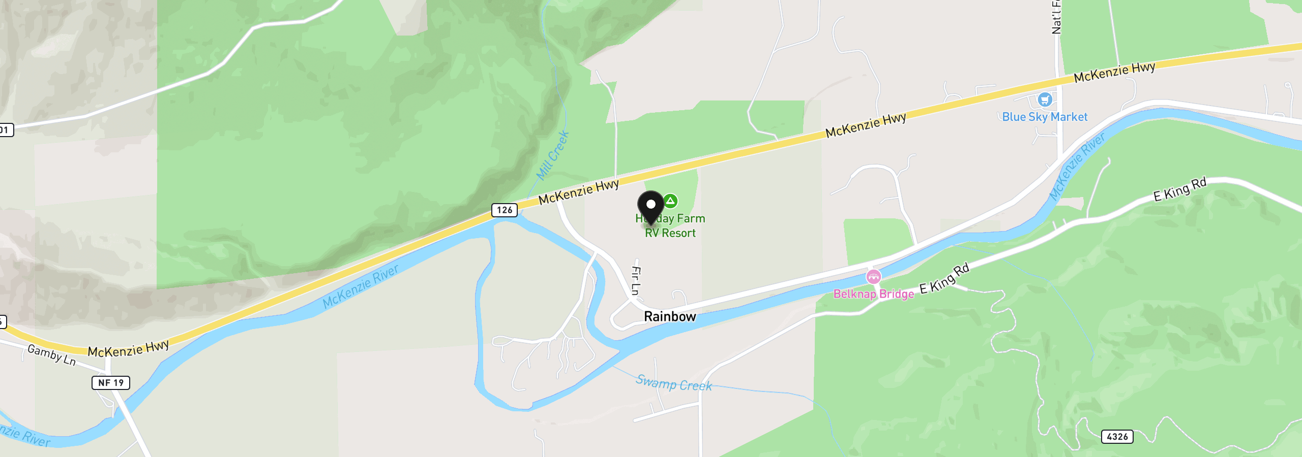 Map showing the location of 54432 McKenzie Hwy 1, Blue River, OR 97413
